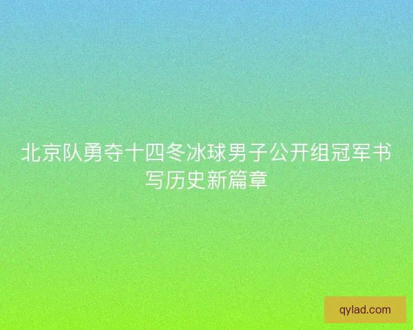 北京队勇夺十四冬冰球男子公开组冠军书写历史新篇章 北京队勇夺十四冬冰球男子公开组冠军书写历史新篇章