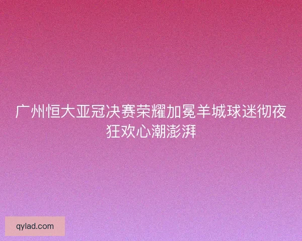 广州恒大亚冠决赛荣耀加冕羊城球迷彻夜狂欢心潮澎湃 广州恒大亚冠决赛荣耀加冕羊城球迷彻夜狂欢心潮澎湃